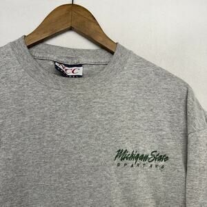 Vintage Michigan State Spartans Shirt Men's Large Gray Embroidered Spellout y2k